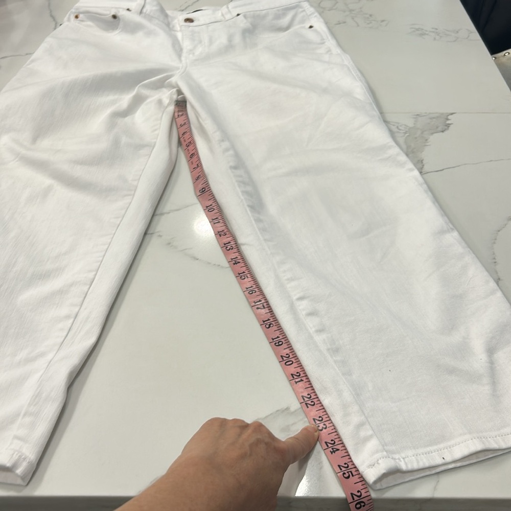 Talbots High Waist Straight Ankle White Jeans. Size 12 - Picture 6 of 14
